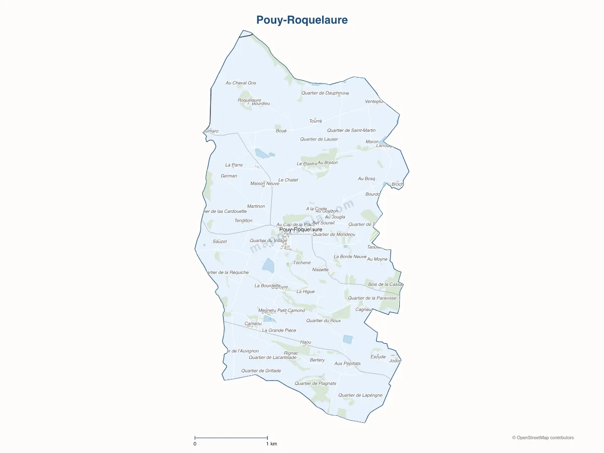 Carte de Pouy-Roquelaure à personnaliser