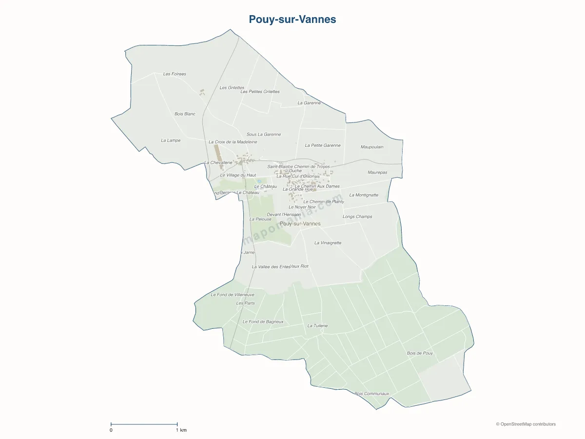Carte de Pouy-sur-Vannes à personnaliser