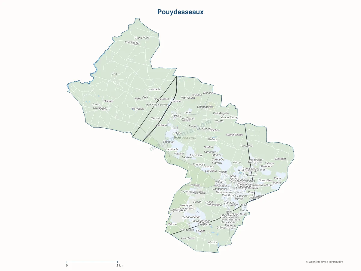 Carte de Pouydesseaux à personnaliser