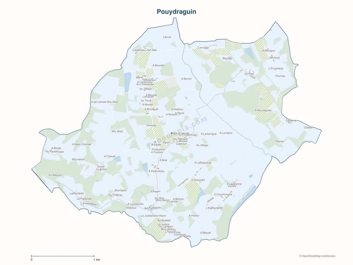 Carte de Pouydraguin à personnaliser