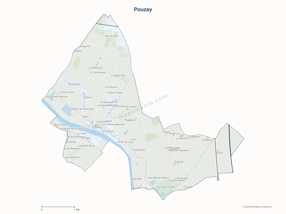 Carte de Pouzay à personnaliser
