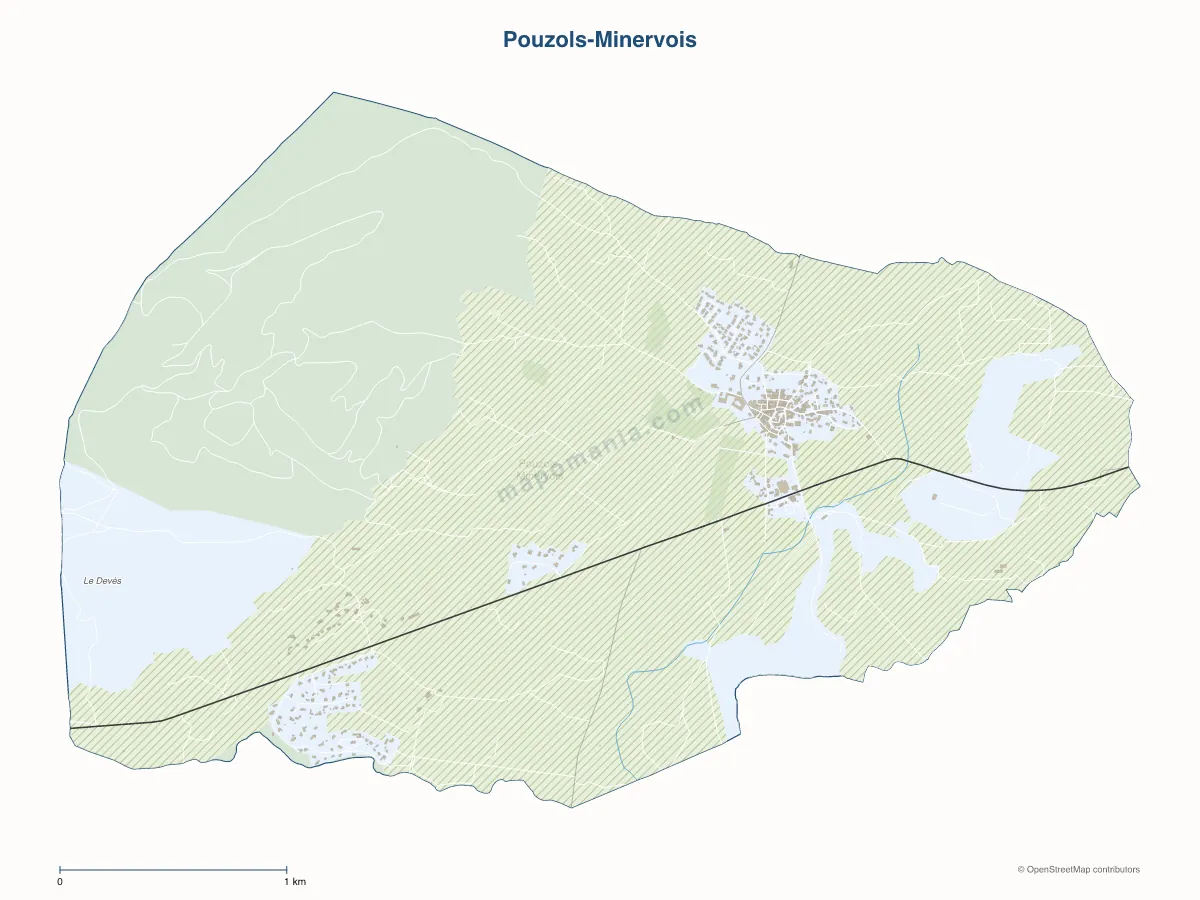 Carte de Pouzols-Minervois à personnaliser