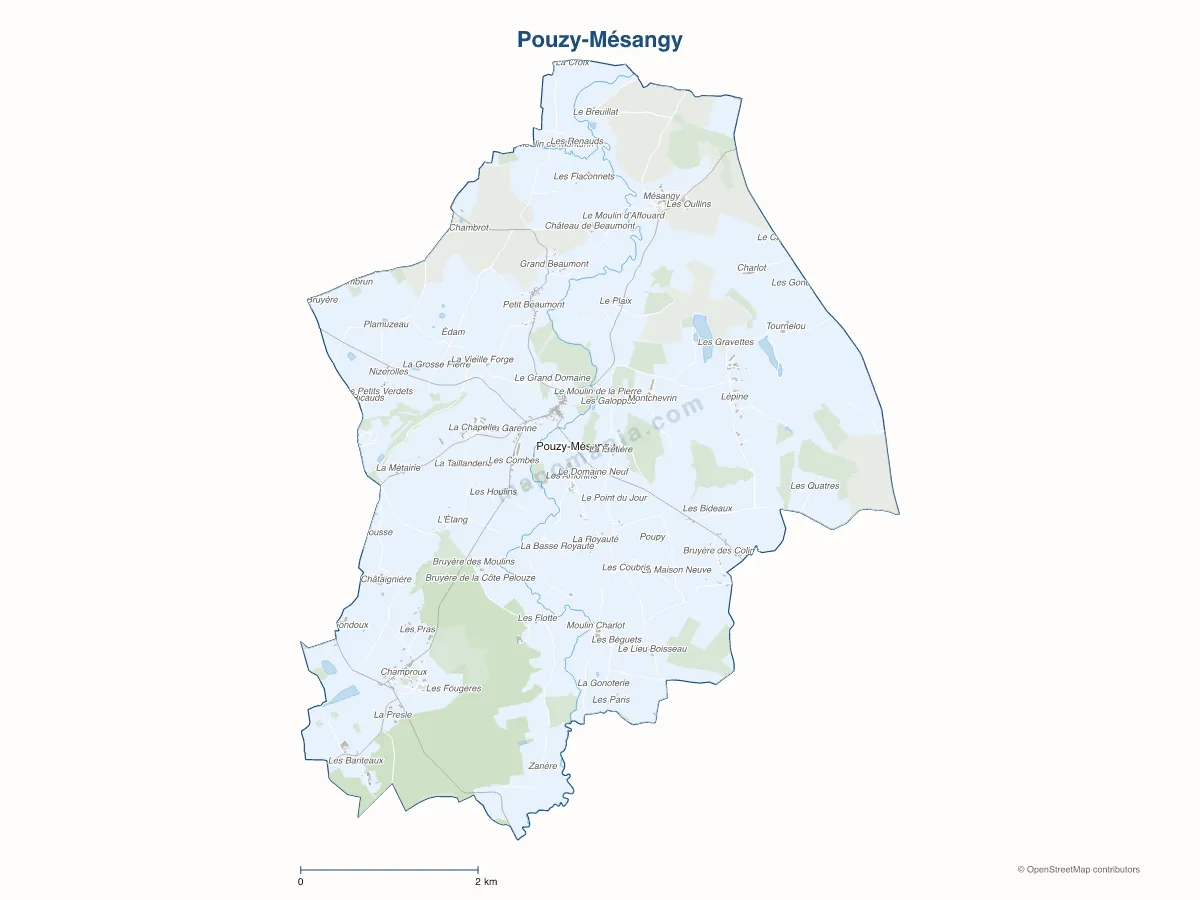 Carte de Pouzy-Mésangy à personnaliser