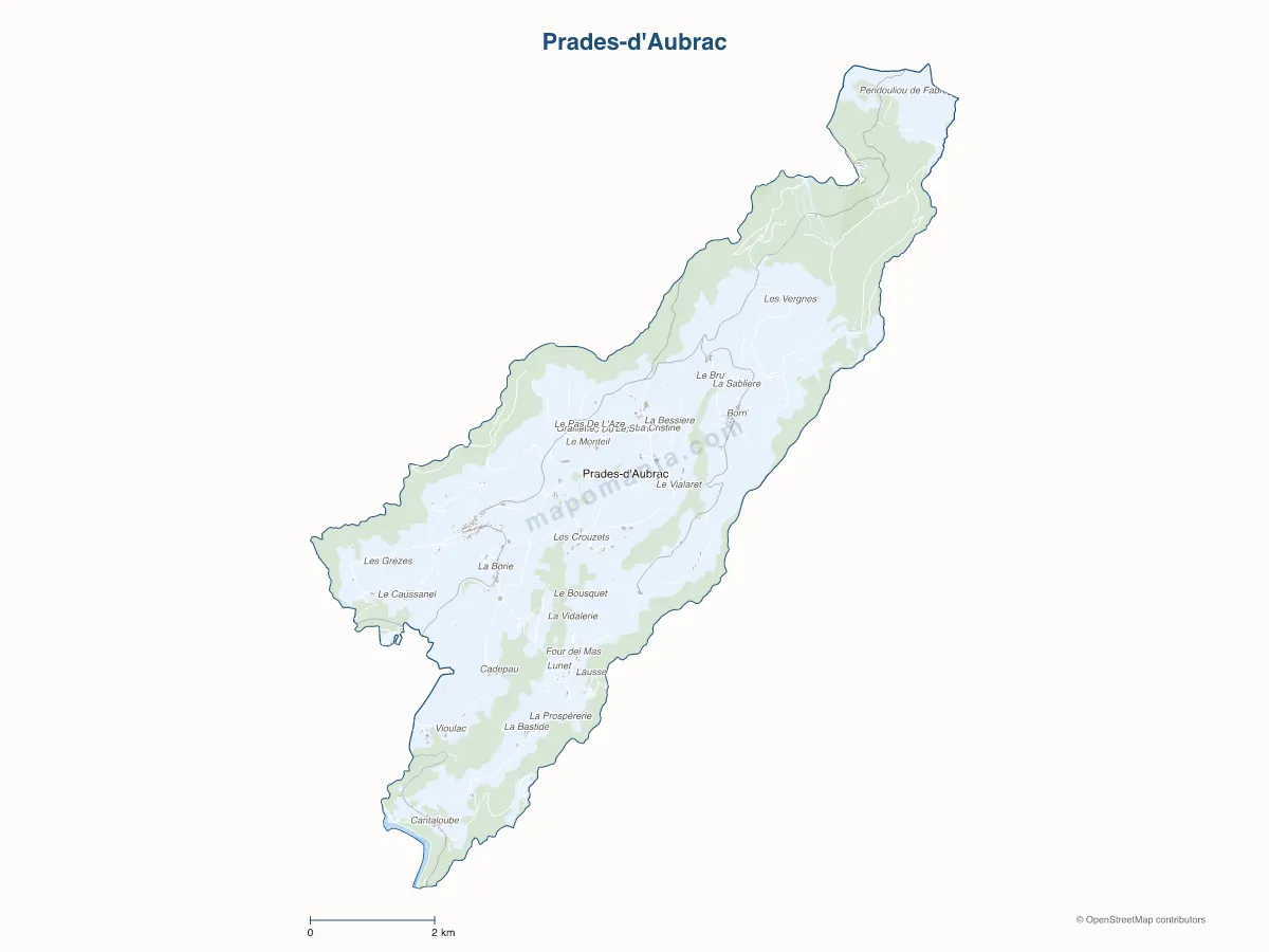Carte de Prades-d'Aubrac à personnaliser