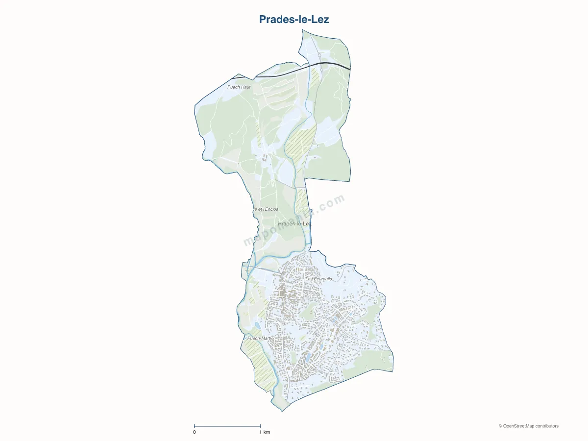 Carte de Prades-le-Lez à personnaliser