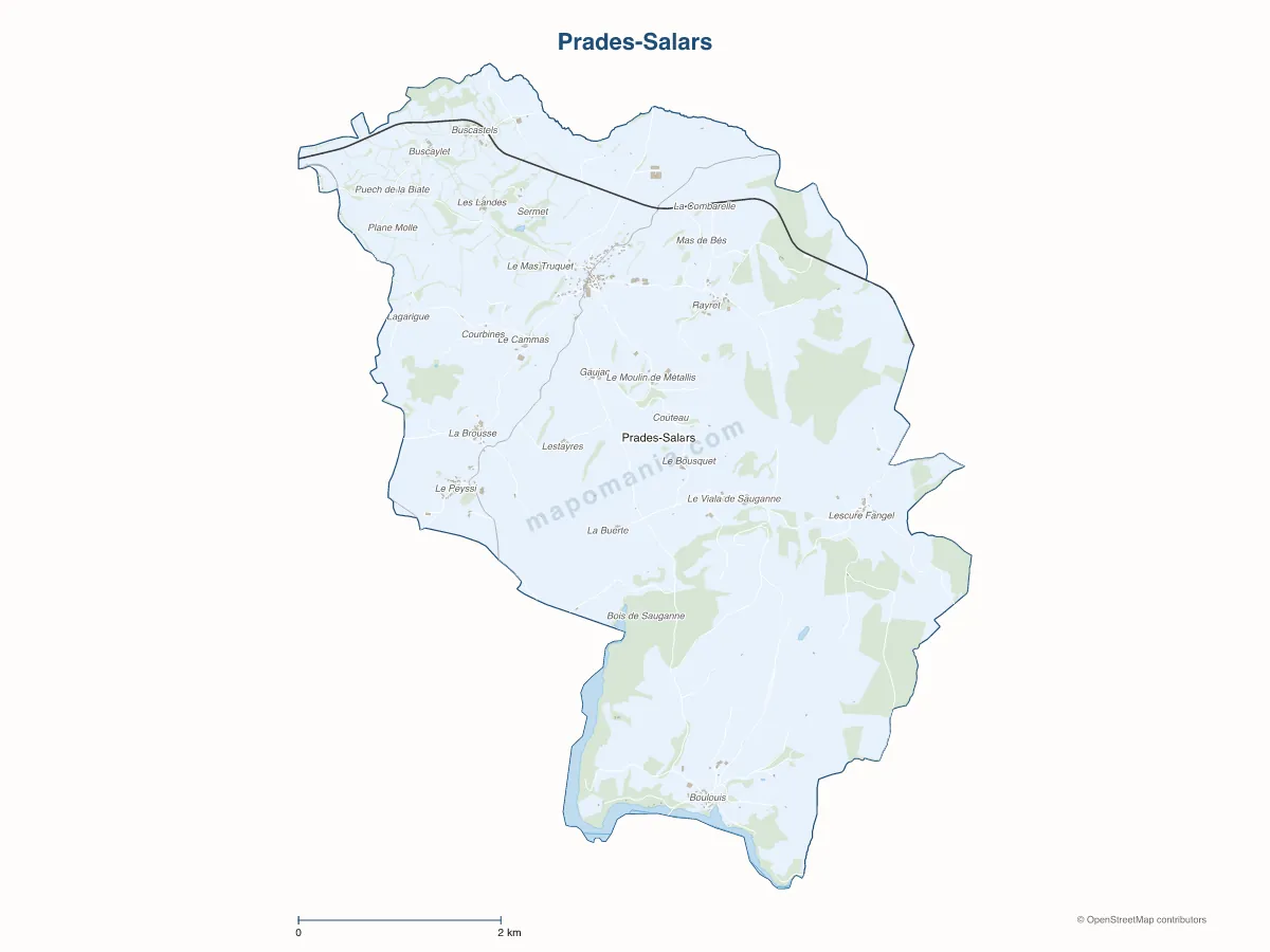 Carte de Prades-Salars à personnaliser