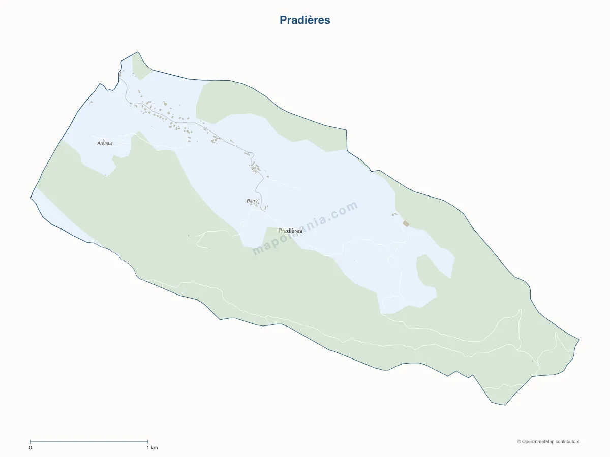 Carte de Pradières à personnaliser