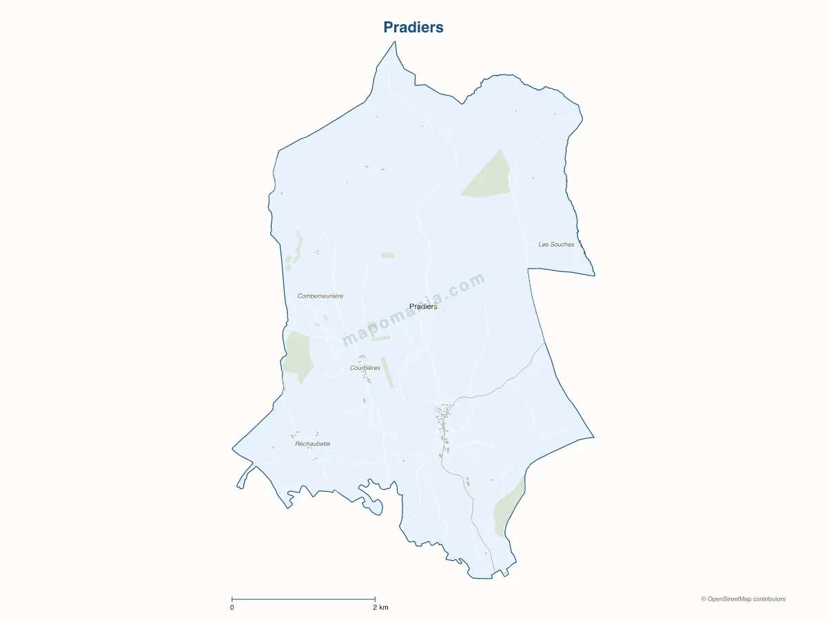 Carte de Pradiers à personnaliser