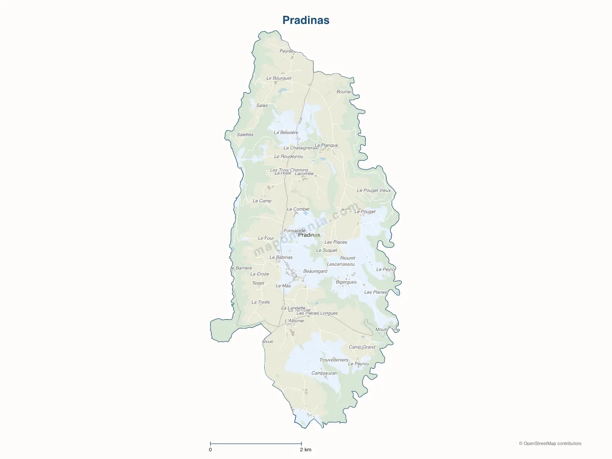 Carte de Pradinas à personnaliser