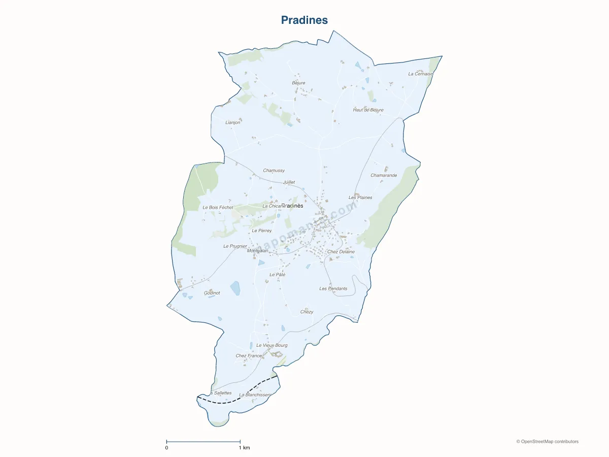 Carte de Pradines à personnaliser