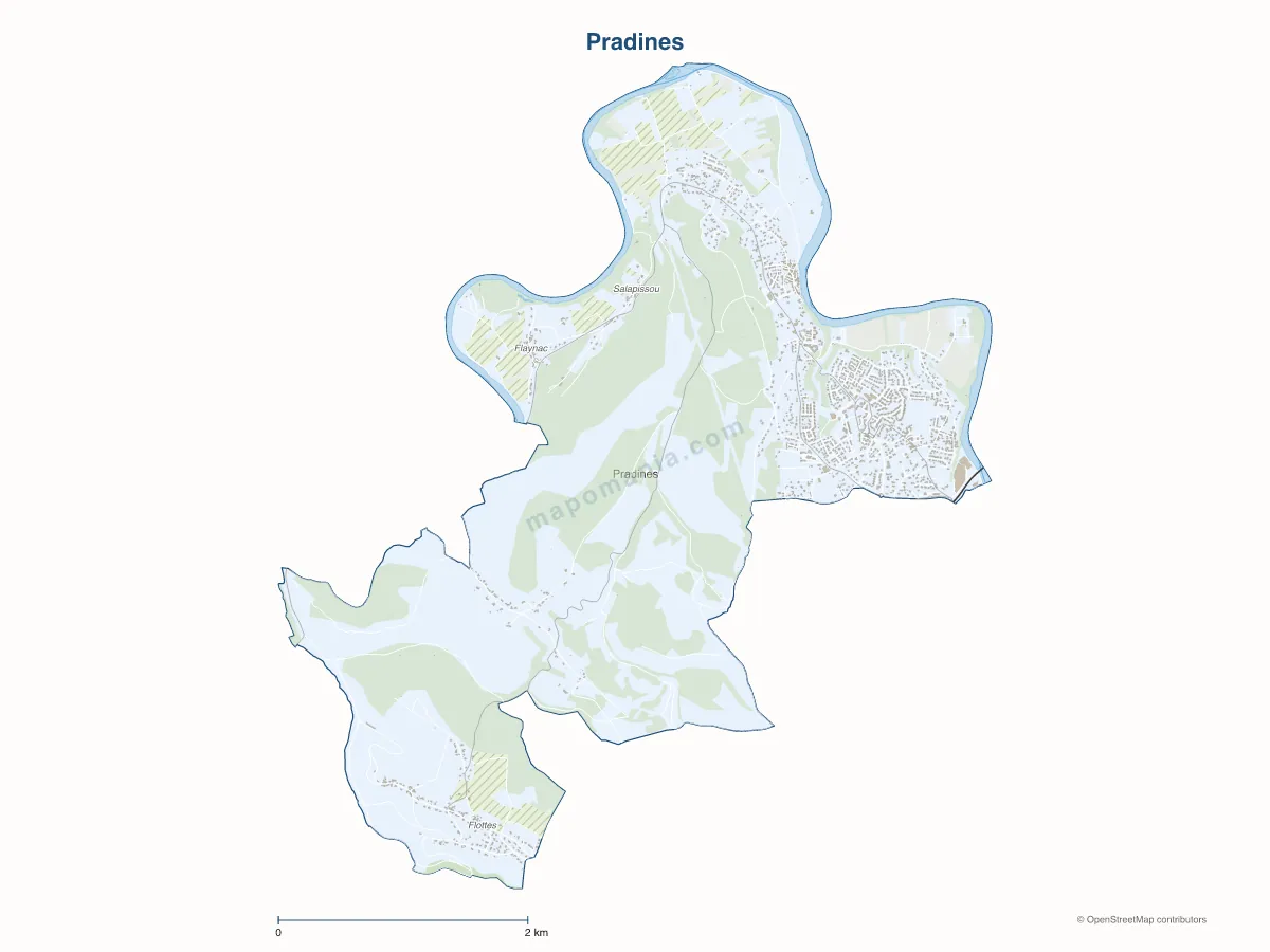 Carte de Pradines à personnaliser