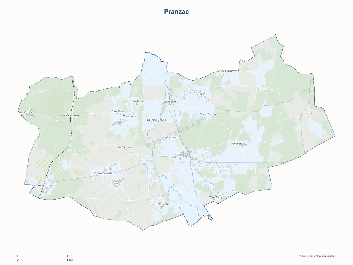 Carte de Pranzac à personnaliser