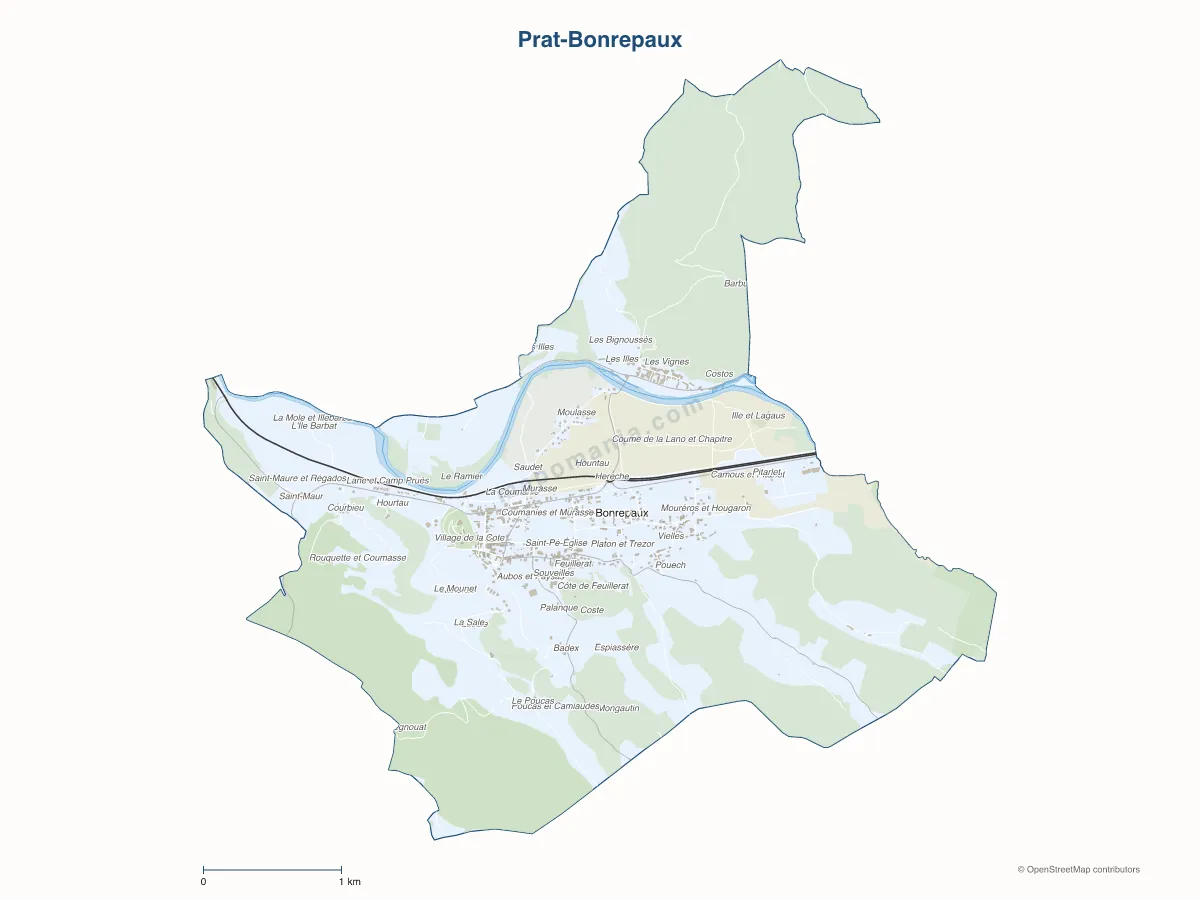 Carte de Prat-Bonrepaux à personnaliser