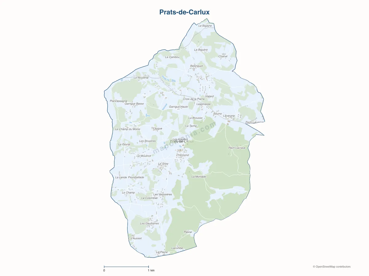 Carte de Prats-de-Carlux à personnaliser