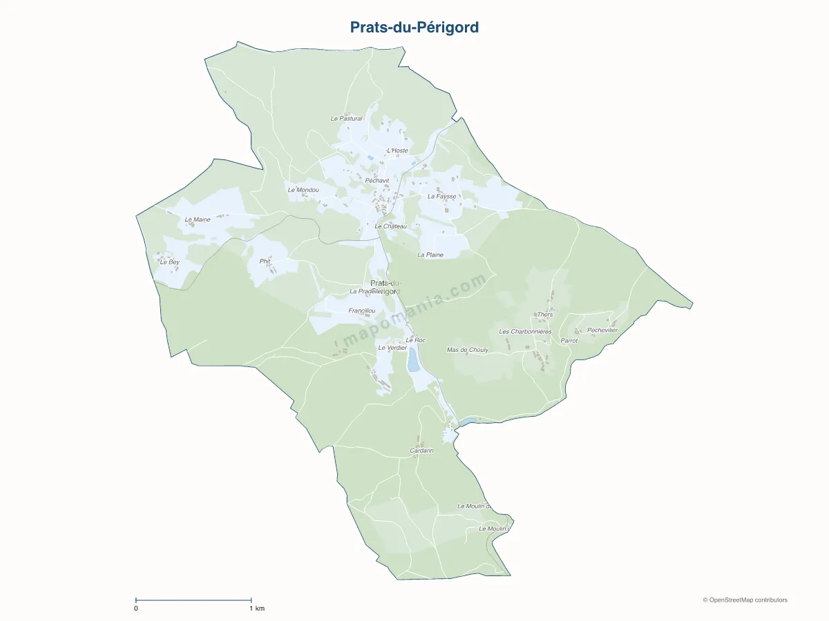 Carte de Prats-du-Périgord à personnaliser