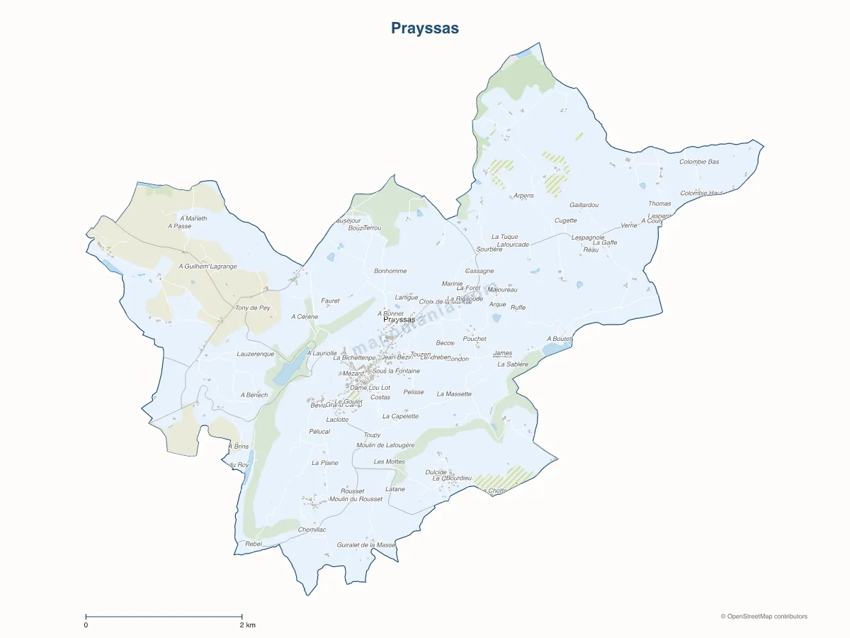 Carte de Prayssas à personnaliser