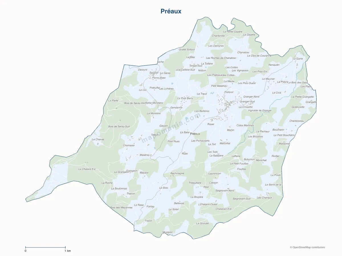 Carte de Préaux à personnaliser