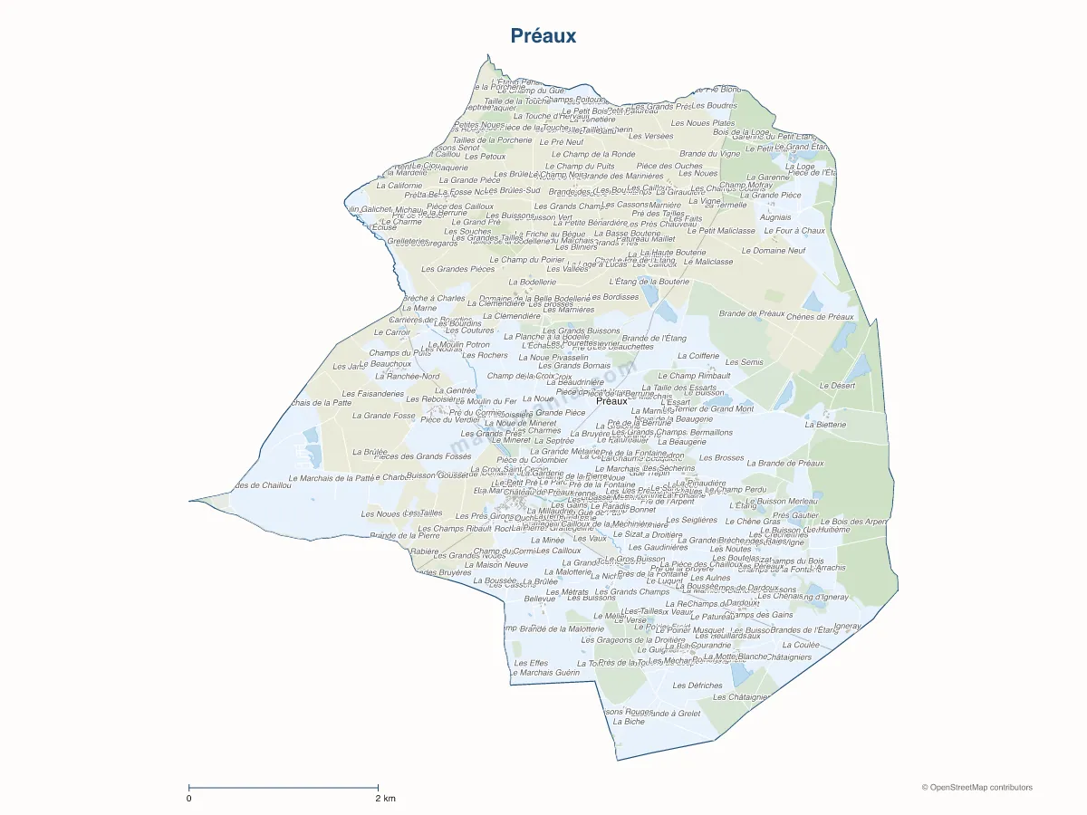 Carte de Préaux à personnaliser