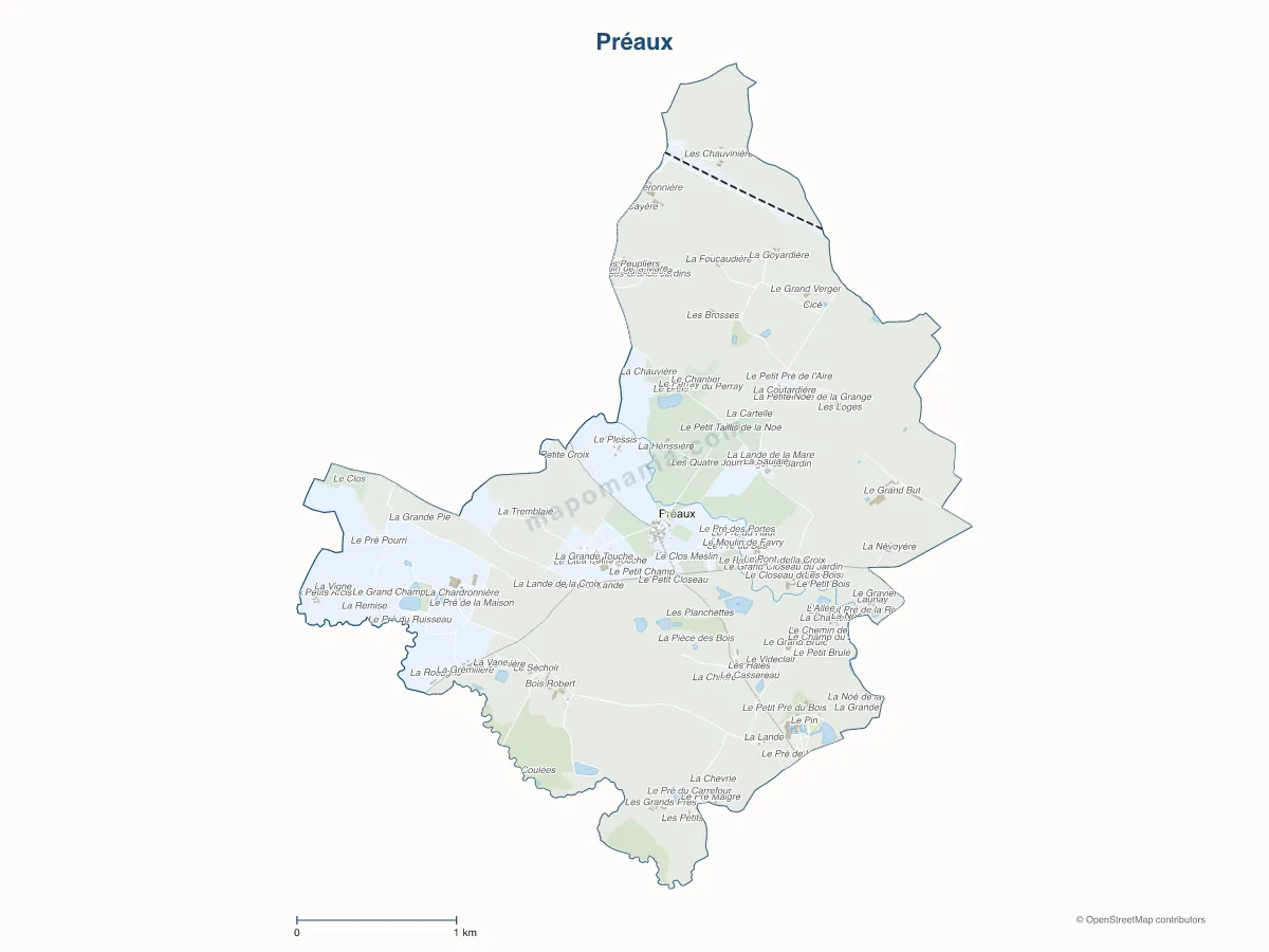 Carte de Préaux à personnaliser