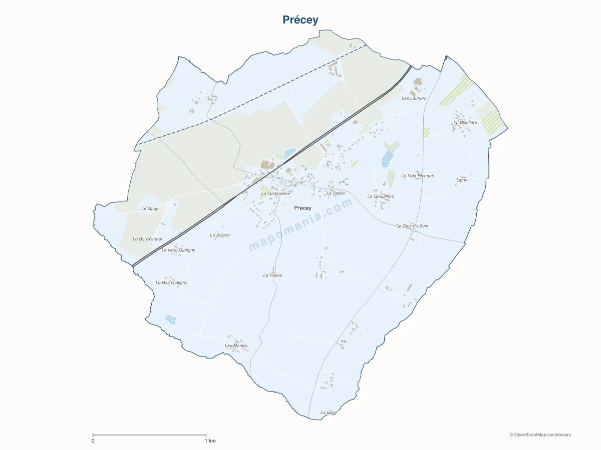 Carte de Précey à personnaliser