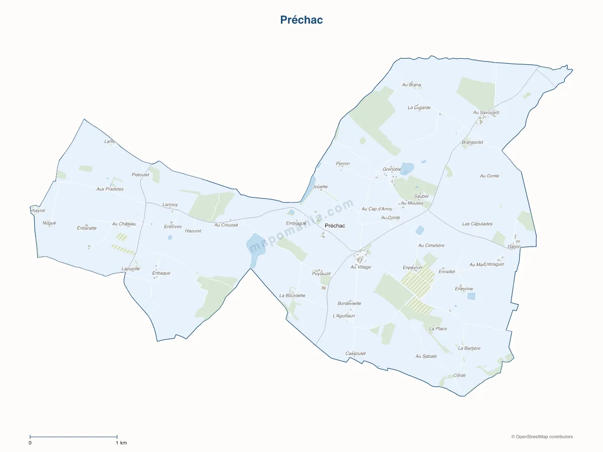 Carte de Préchac à personnaliser