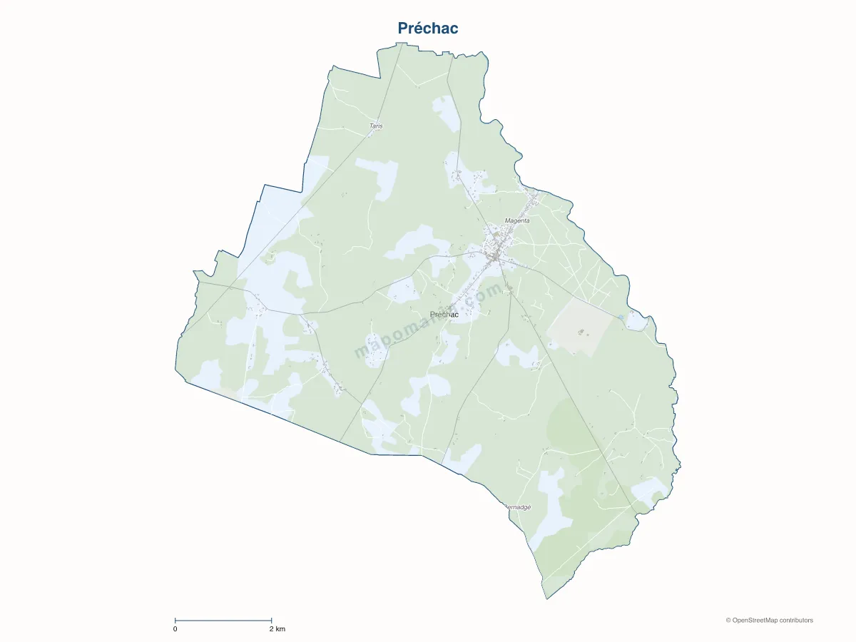 Carte de Préchac à personnaliser