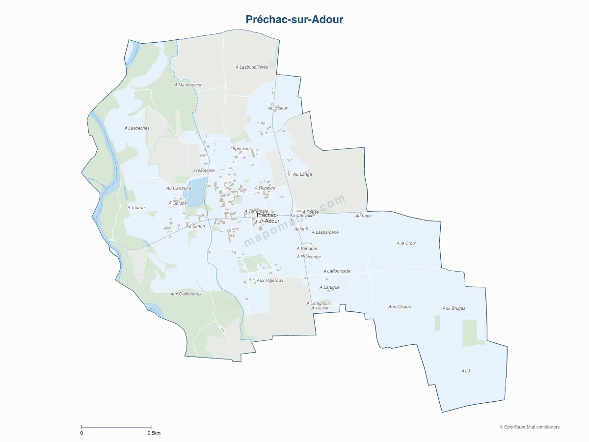 Carte de Préchac-sur-Adour à personnaliser