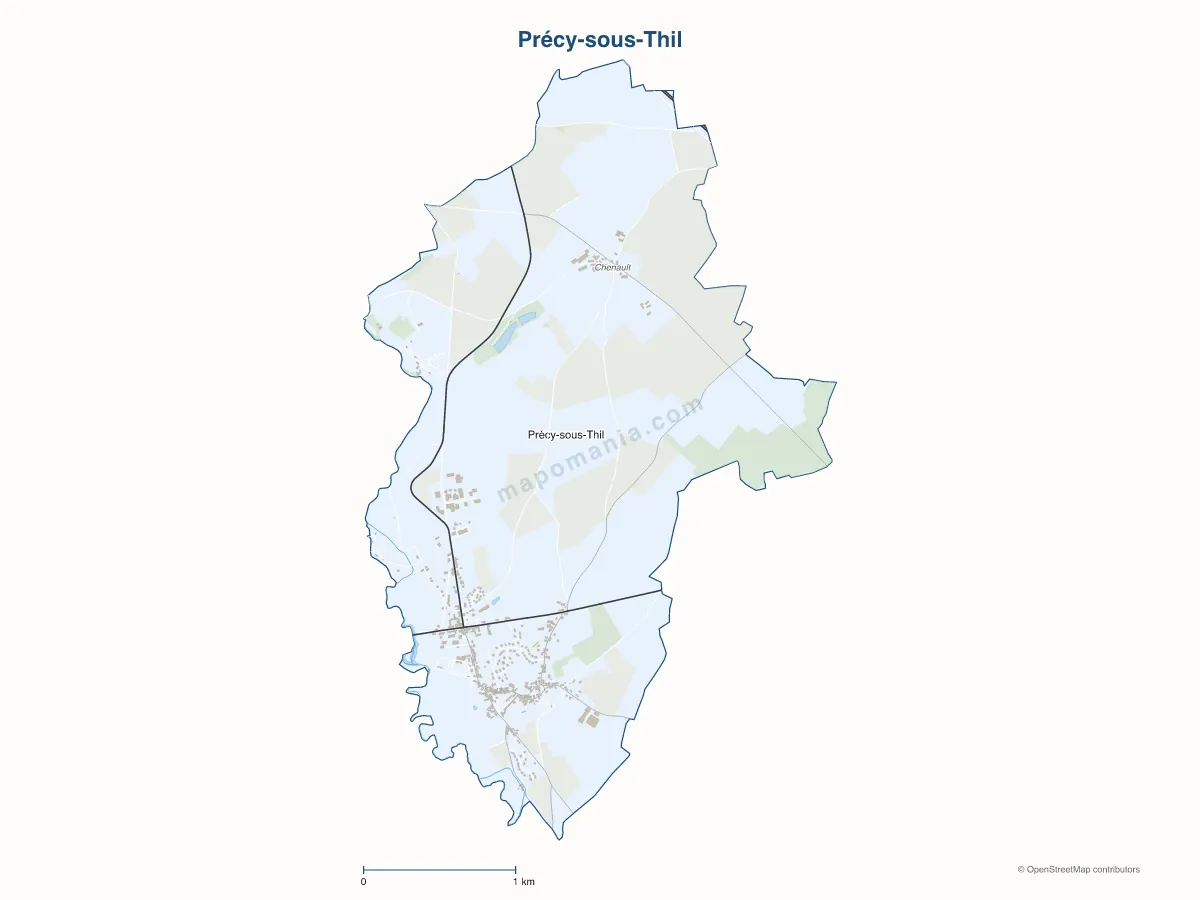 Carte de Précy-sous-Thil à personnaliser