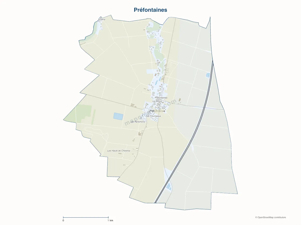 Carte de Préfontaines à personnaliser