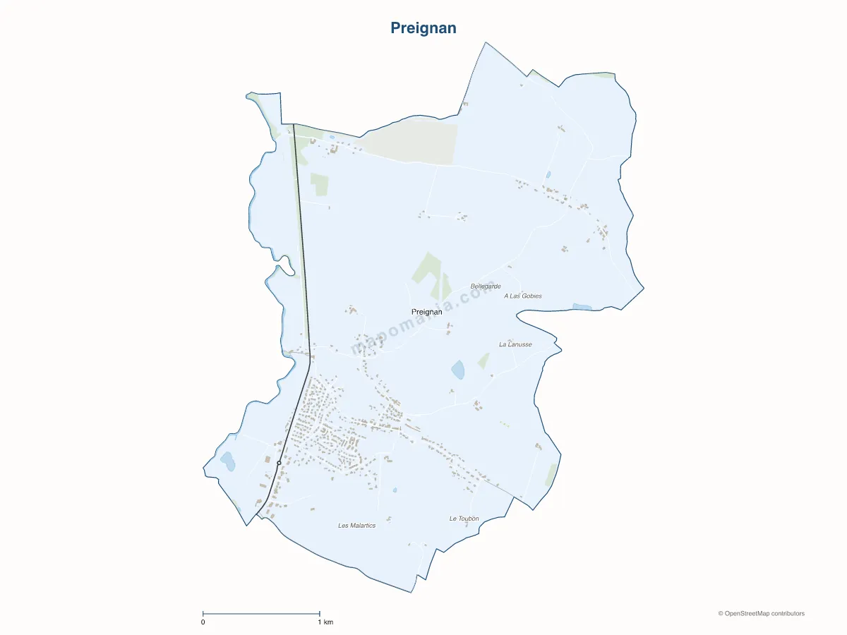 Carte de Preignan à personnaliser