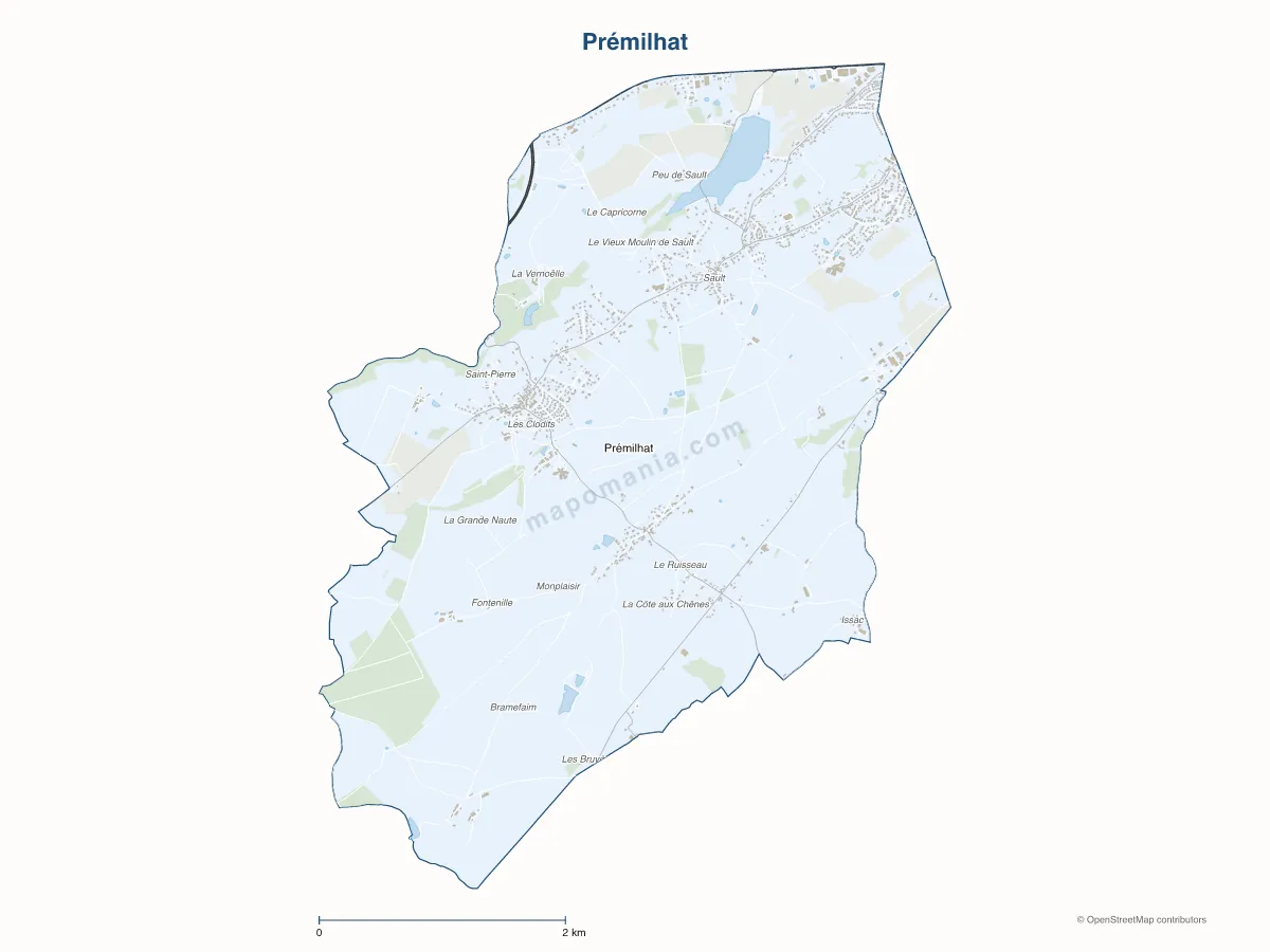 Carte de Prémilhat à personnaliser
