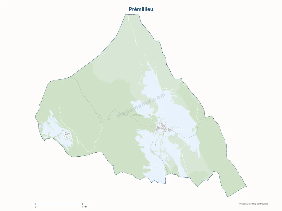 Carte de Prémillieu à personnaliser