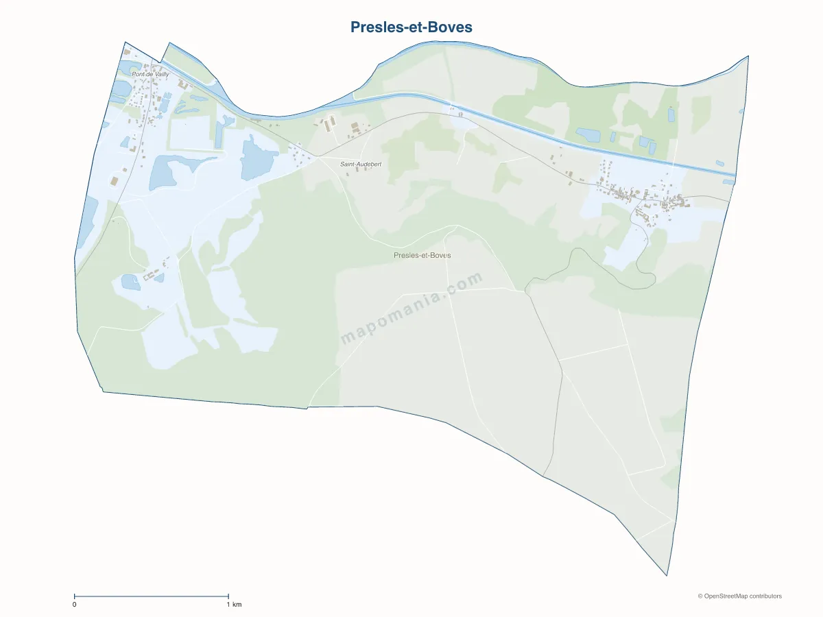 Carte de Presles-et-Boves à personnaliser