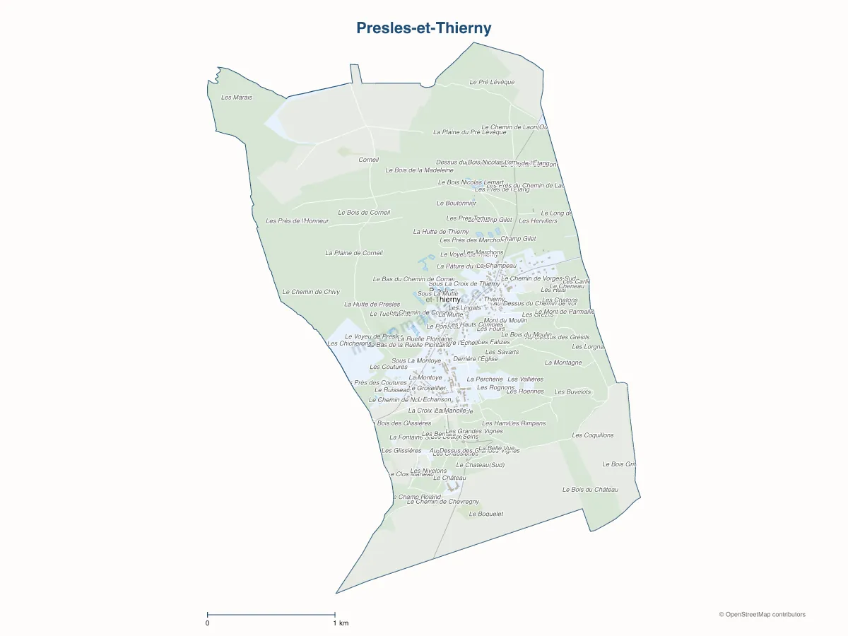 Carte de Presles-et-Thierny à personnaliser