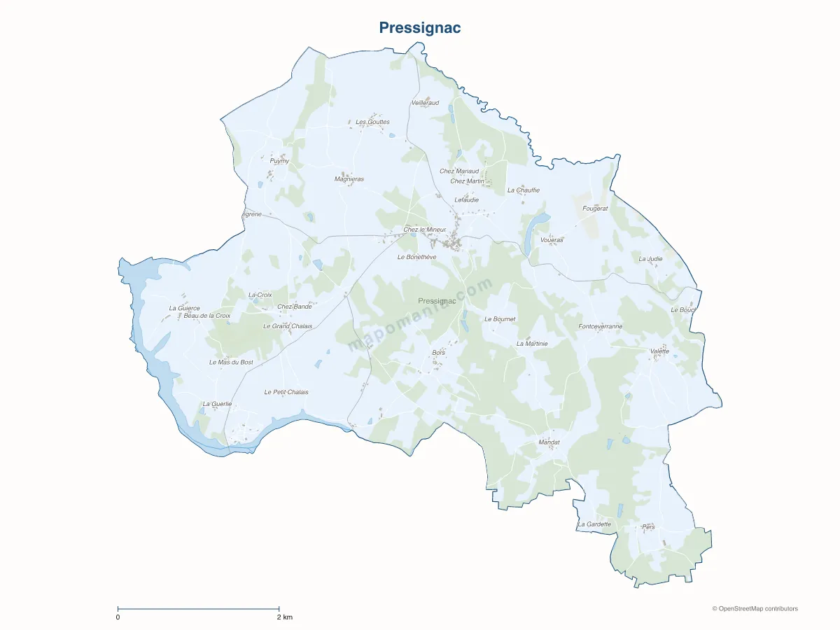Carte de Pressignac à personnaliser