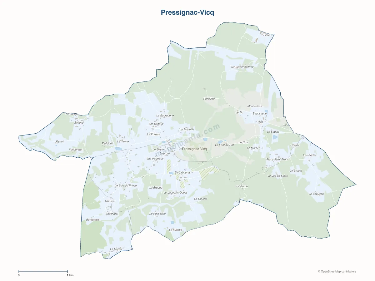 Carte de Pressignac-Vicq à personnaliser