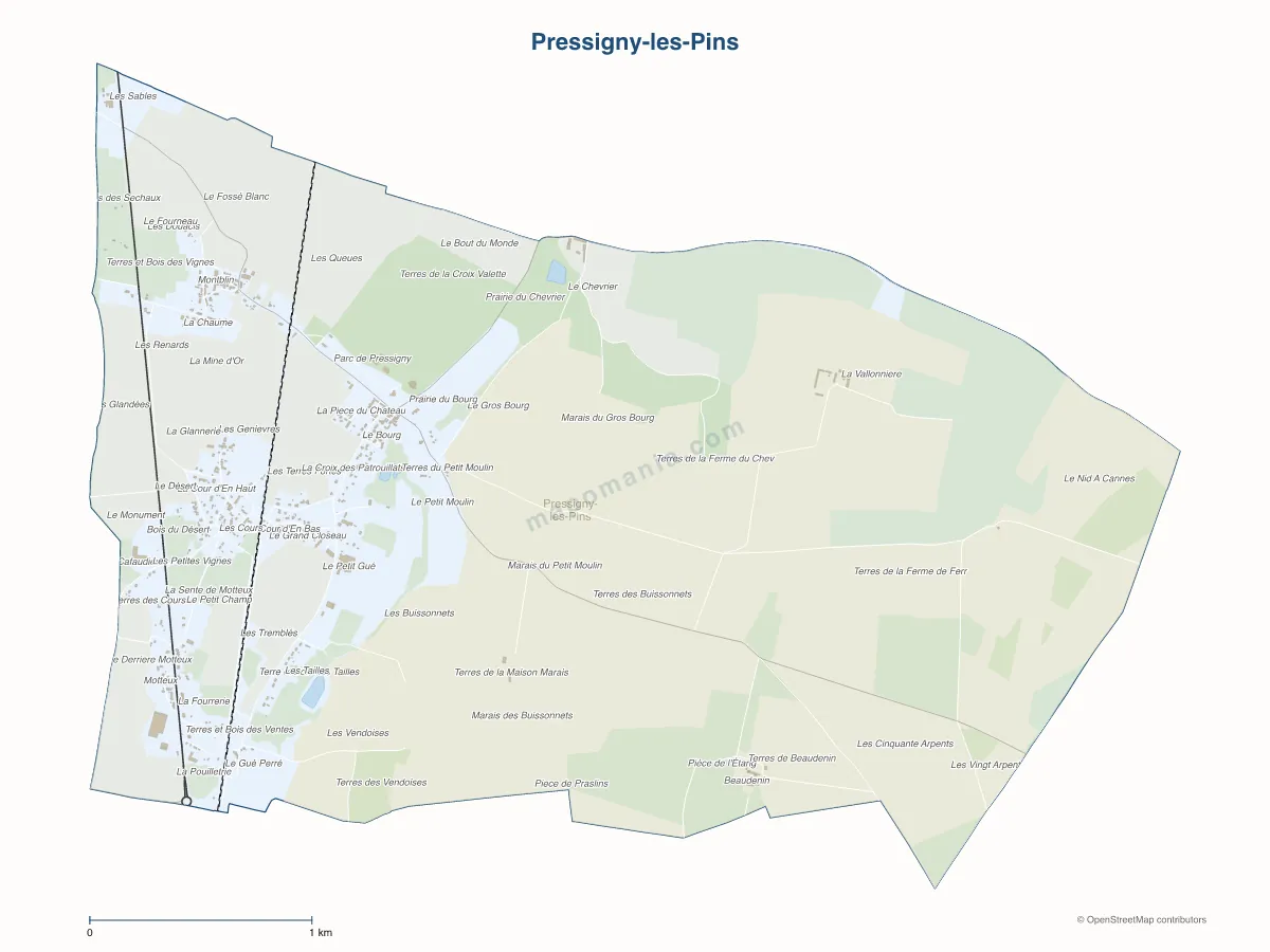 Carte de Pressigny-les-Pins à personnaliser