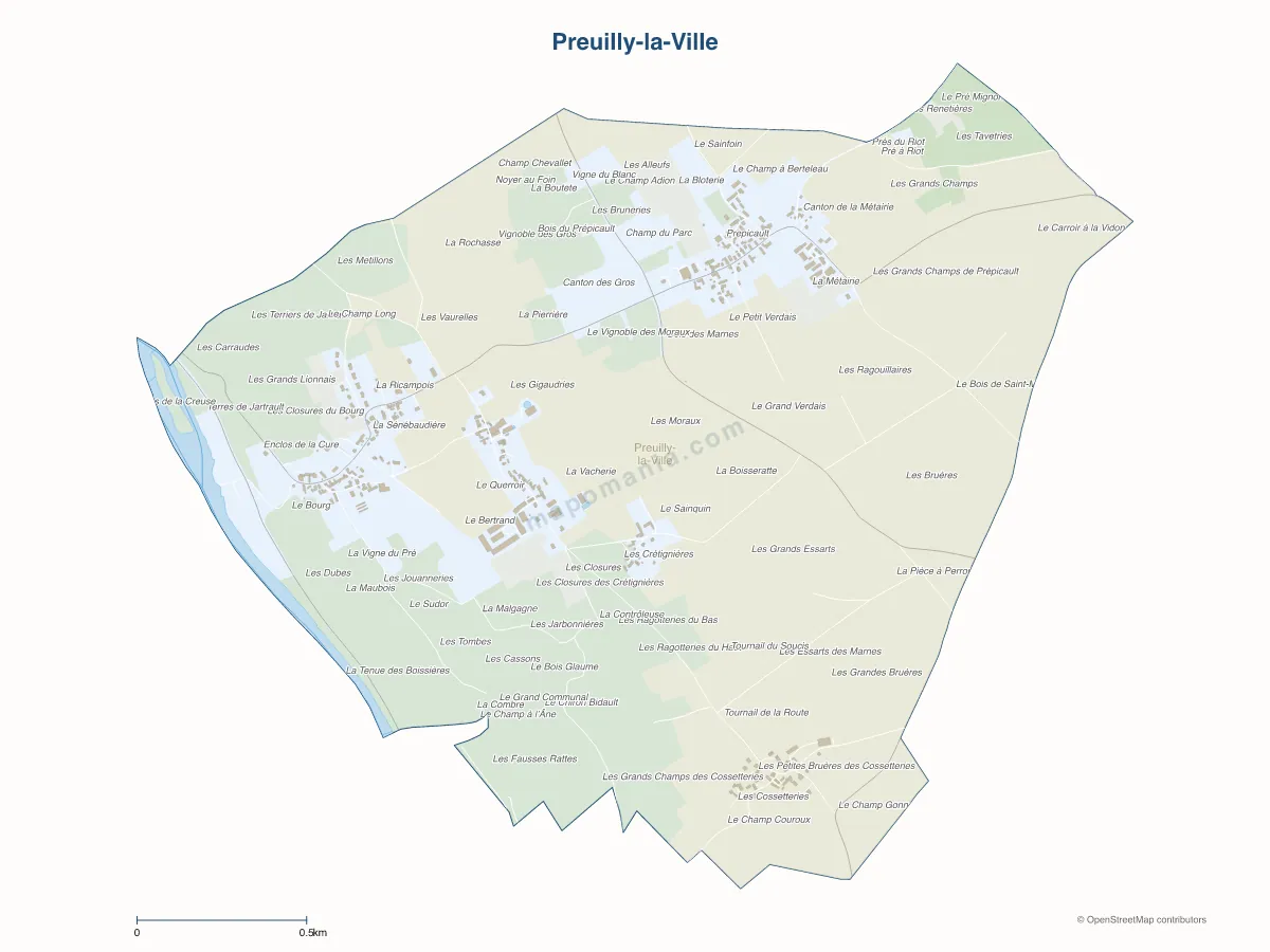 Carte de Preuilly-la-Ville à personnaliser