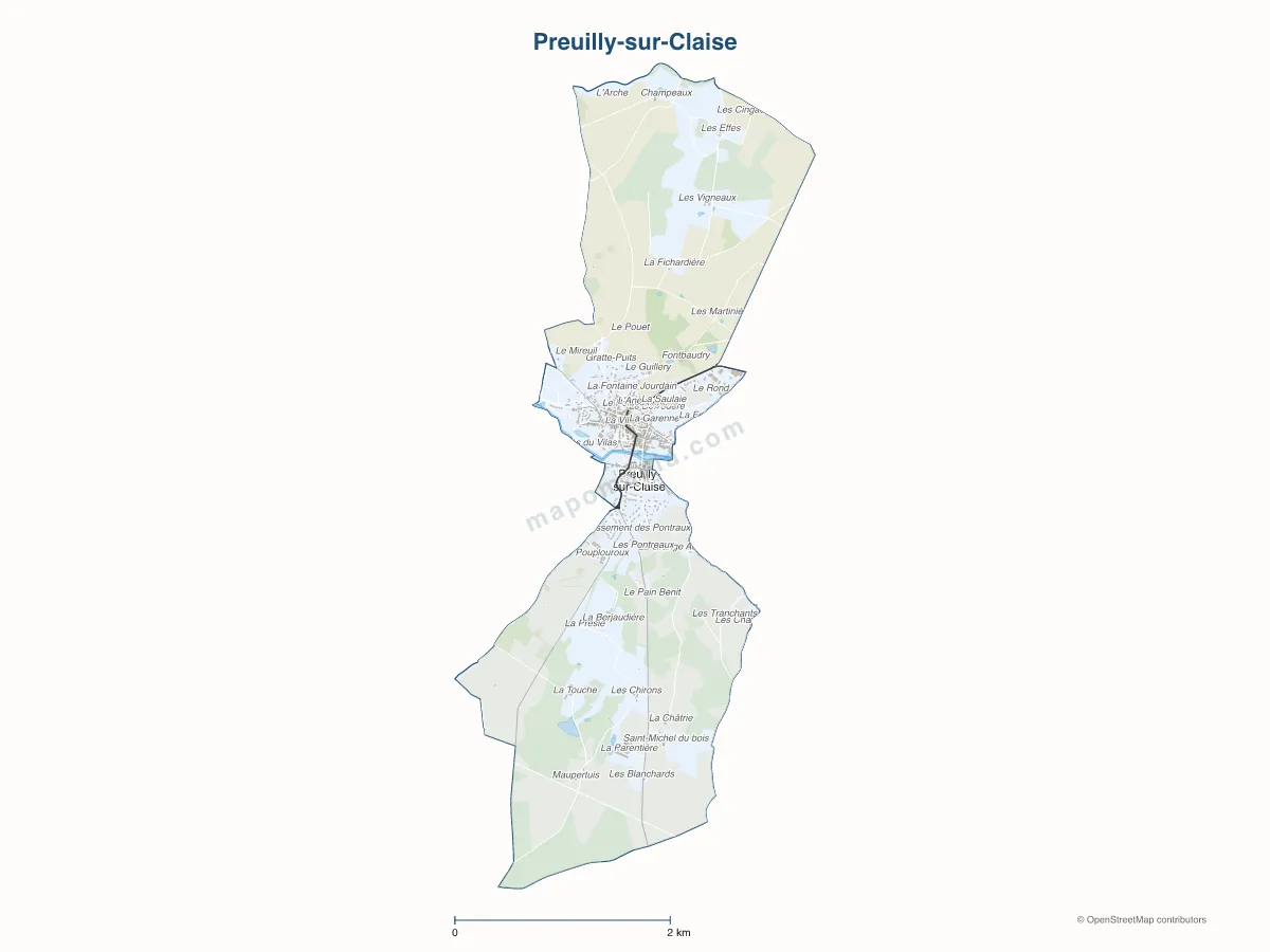 Carte de Preuilly-sur-Claise à personnaliser
