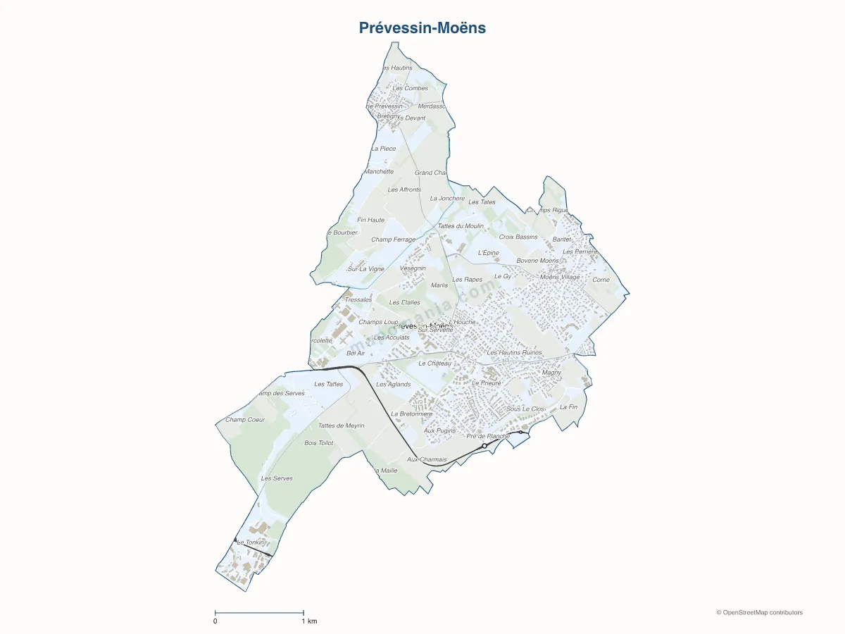 Carte de Prévessin-Moëns à personnaliser