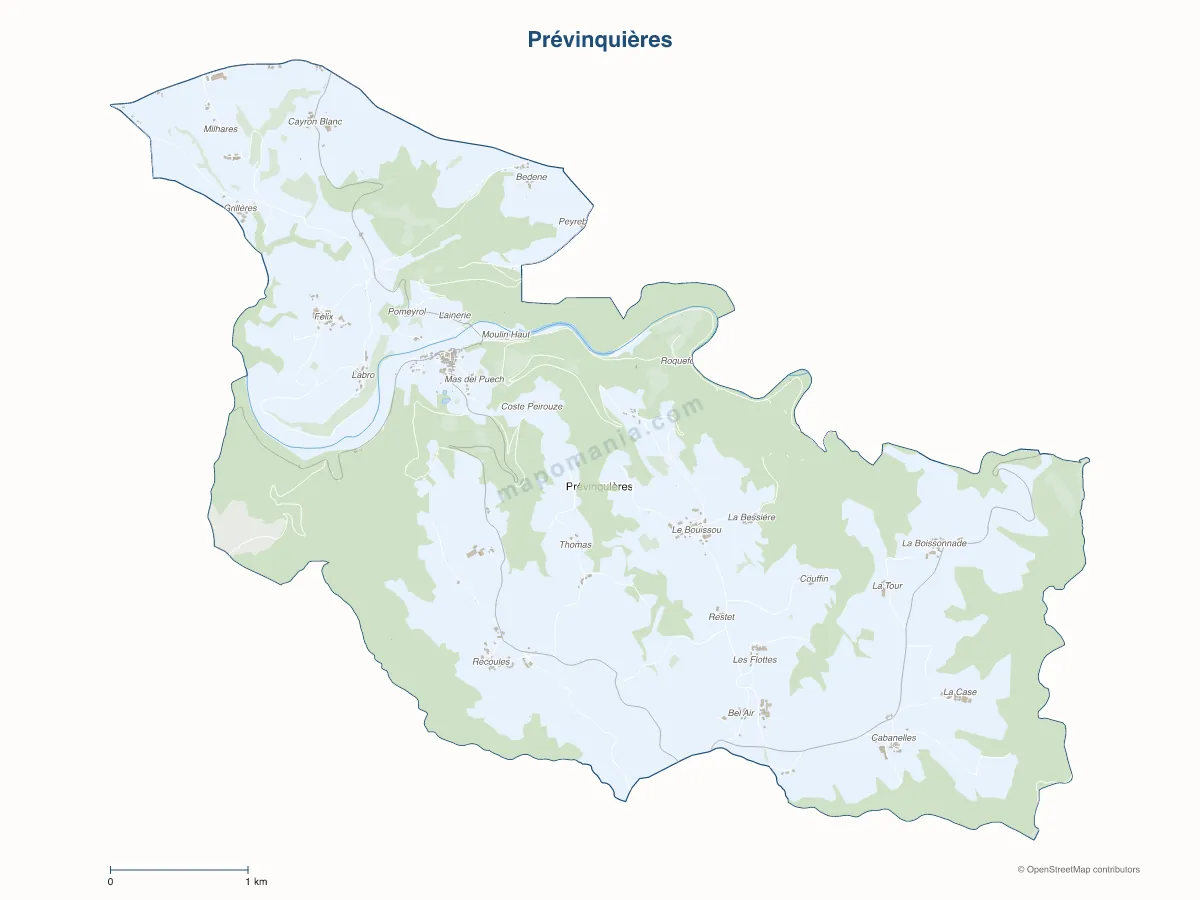 Carte de Prévinquières à personnaliser