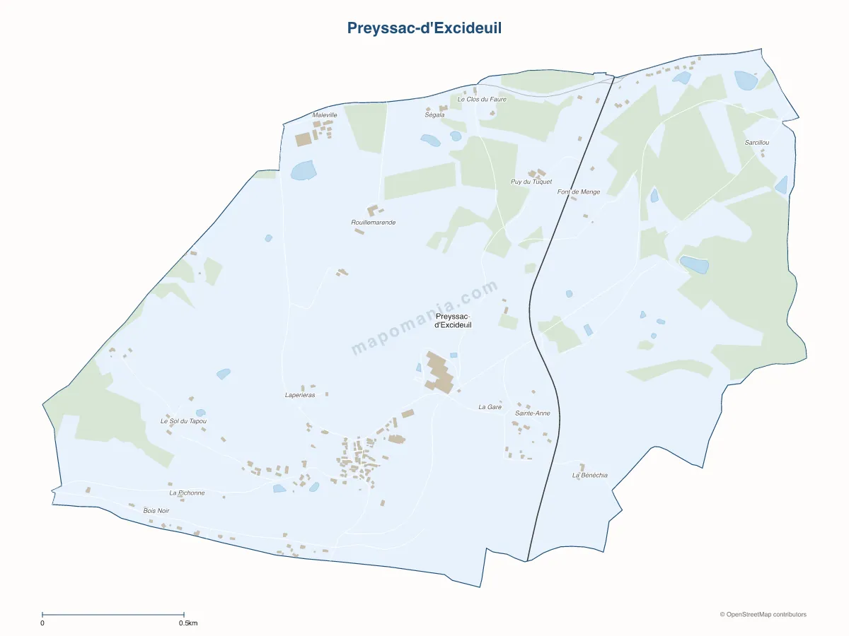 Carte de Preyssac-d'Excideuil à personnaliser