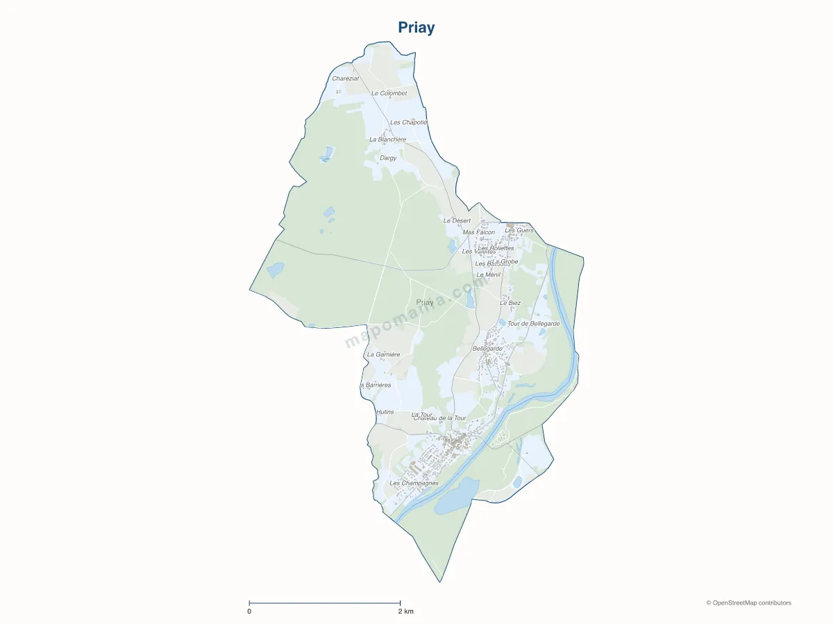 Carte de Priay à personnaliser
