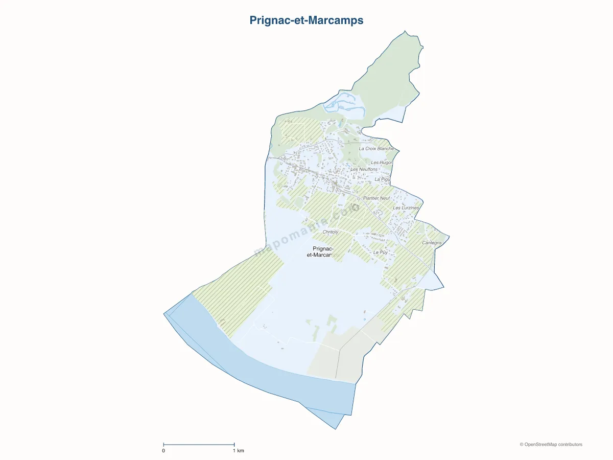 Carte de Prignac-et-Marcamps à personnaliser