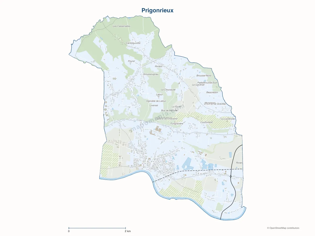 Carte de Prigonrieux à personnaliser