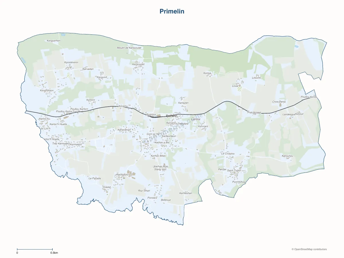 Carte de Primelin à personnaliser