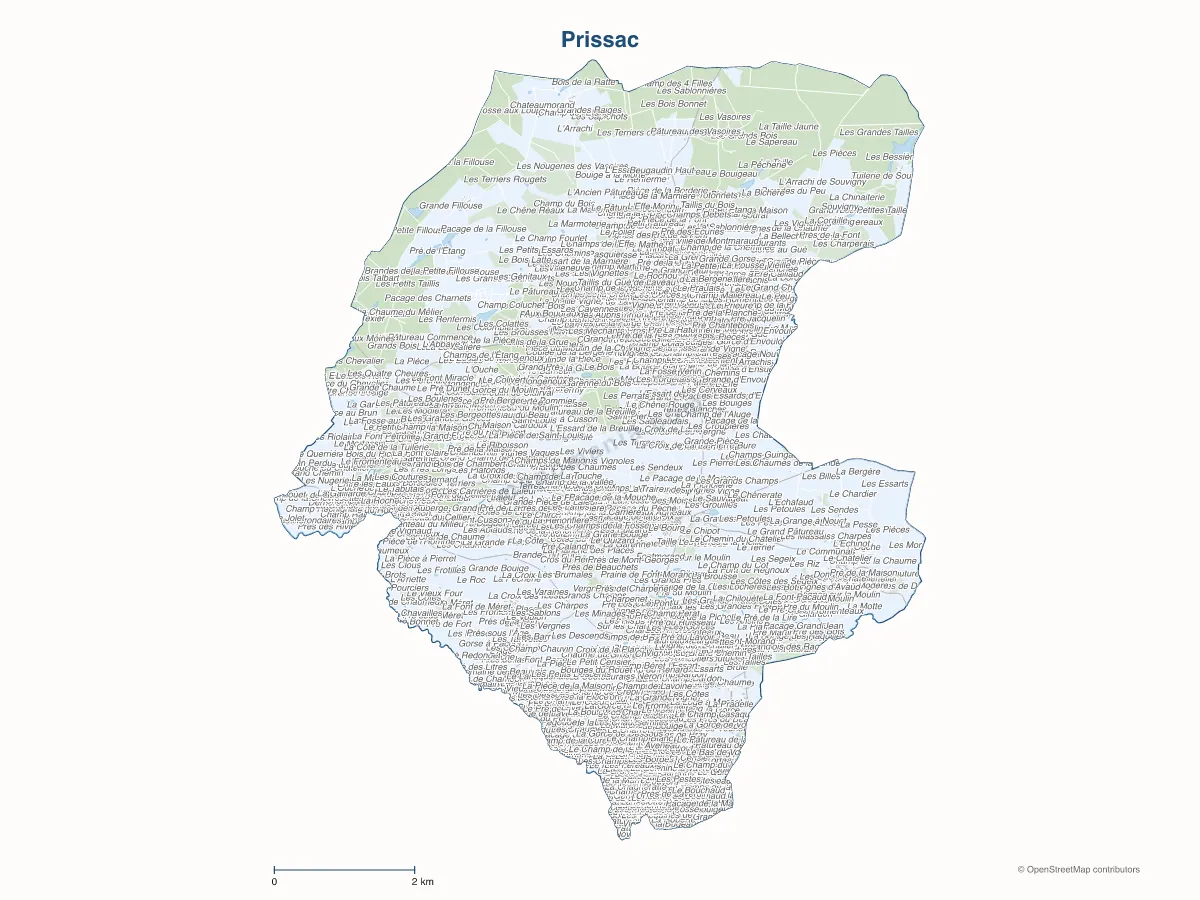Carte de Prissac à personnaliser
