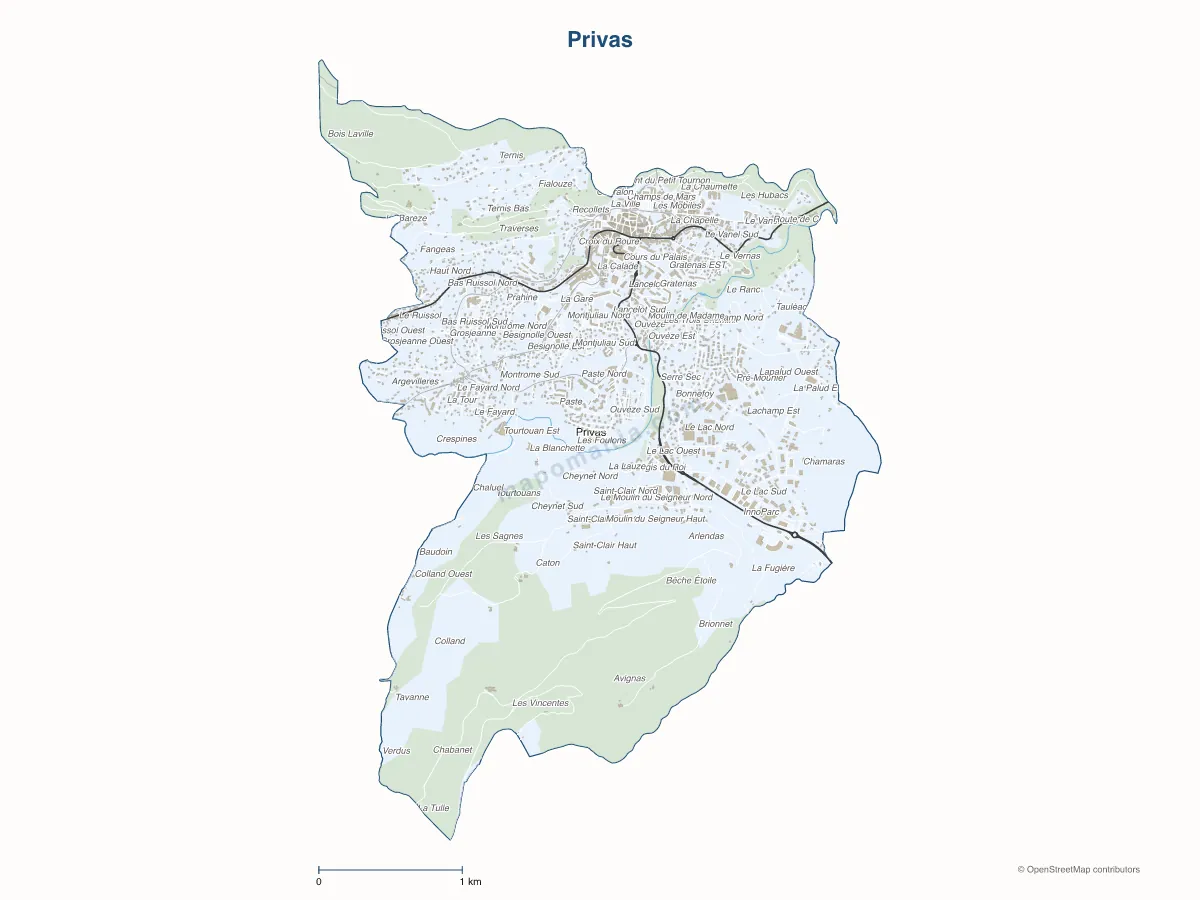 Carte de Privas à personnaliser