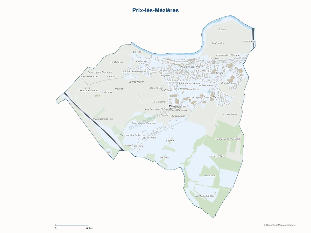 Carte de Prix-lès-Mézières à personnaliser