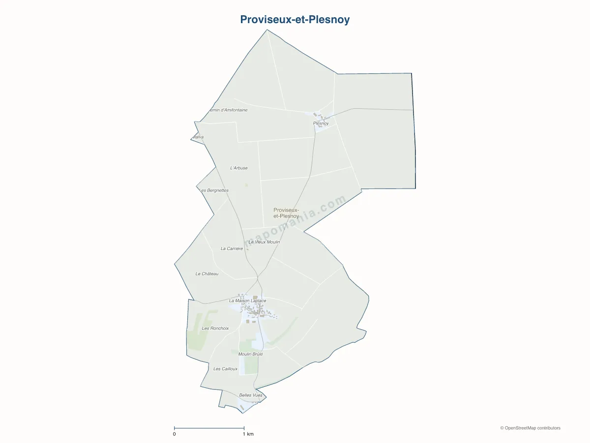 Carte de Proviseux-et-Plesnoy à personnaliser